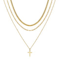 Aisansty Dainty Layered Choker Necklaces Handmade Coin Tube Star Pearl Pendant Multilayer Adjustable Layering Chain Gold Plated Necklaces Set for Women - color: Gold, style: Gold-Cross