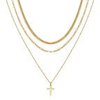 Aisansty Dainty Layered Choker Necklaces Handmade Coin Tube Star Pearl Pendant Multilayer Adjustable Layering Chain Gold Plated Necklaces Set for Women - color: Gold, style: Gold-Cross