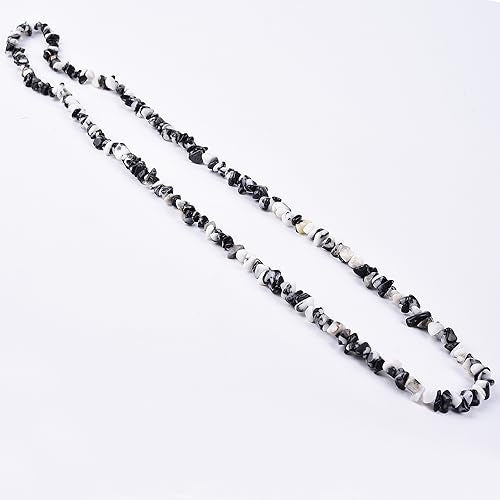 5-8mm 34 inches Natural Crystal Black White Zebra Jasper Stone Beads for Jewelry Making Tumbled Drilled Irregular Gravel Gemstones Chips Stone Beads by Strand - color: Black&White Zebra