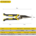 TOOLMAK Aviation Tin Snips Heavy Duty Shears Straight Metal Cutter with Comfort Grip and Stainless Steel Blades Multifunction Cutting of Cable Wires,Thin Iron,Cardboard, 9 Inch - size: 9 Inch Straight Cut