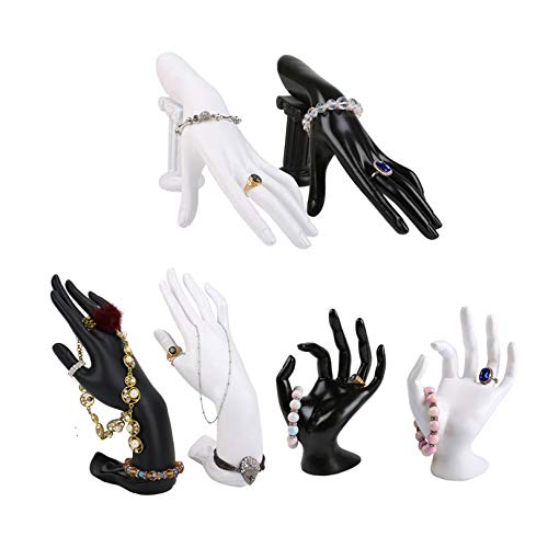 Homeanda White Resin Hand Form with a Stand Ring Hand Chain Bracelet Jewelry Display Stand Holder Organizer Photograph Props Home Decor