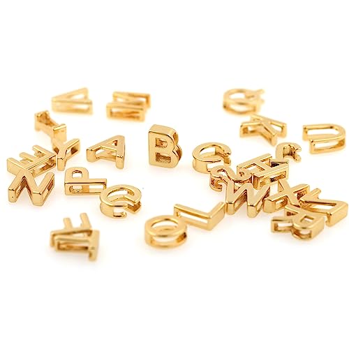26pcs 18k Gold Filled Letter Charms,Initial Charms,Letter Pendants for DIY Bracelet Necklace Jewelry Making - color: letter style 2