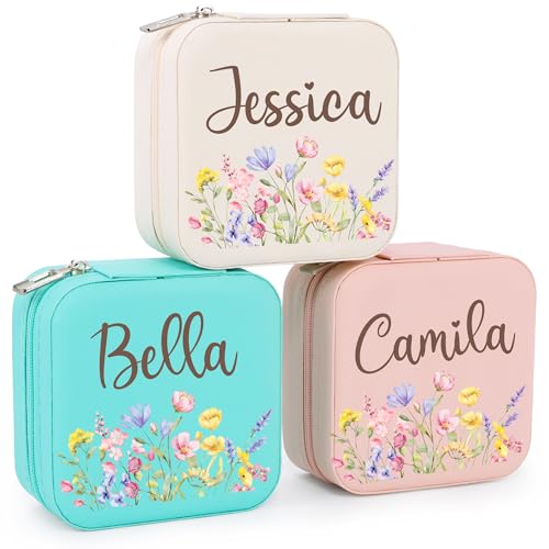 Ajiangwu Ships Next Day,Mothers Day Gifts Custom Travel Jewelry Case for Women Kids,Personalized Small Jewelry Box Mini Teen Girl Gifts Trendy Stuff Jewelry Organizer for Rings, Necklaces, Bracelets - color: Design 4