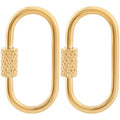 2 Pcs Locking Carabiner Small, Oval Jewelry Carabiner, Gold Carabiner Clasp, Metal Carabiner Necklace for DIY Necklace Bracelets Jewelry Making Hook (Gold) - color: 2 Pcs-Gold, Style1