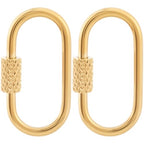 2 Pcs Locking Carabiner Small, Oval Jewelry Carabiner, Gold Carabiner Clasp, Metal Carabiner Necklace for DIY Necklace Bracelets Jewelry Making Hook (Gold) - color: 2 Pcs-Gold, Style1
