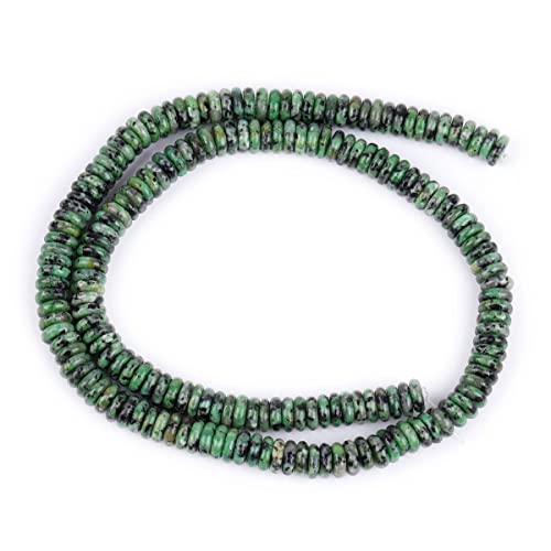 JOE FOREMAN 2x6mm Natural Green Zoisite Stone Semi-Gemstone Heishi Disc Rondelle Spacer Beads for Jewelry Making Full 15" Strand Energy Stone Healing Power - color: Green Zoisite Stone