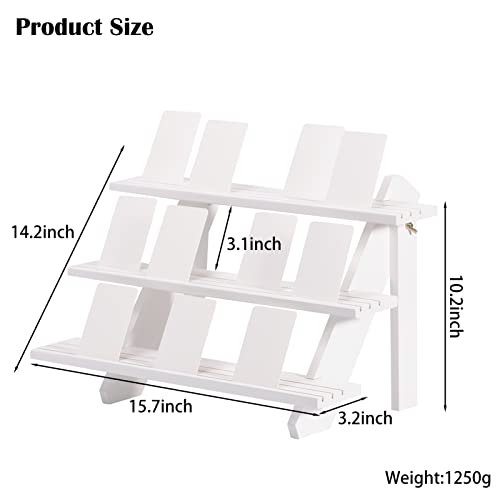 51pcs Wood Tiered Earring Display Stand, 3-Tier White Retail Jewelry Card Display With Groove + 50 Earring Cards, Portable Ring Organizer Holder, Showcase Racks for Business - color: White