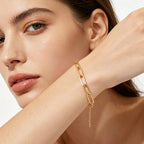 Exway 10 Pcs Paperclip Charm Bracelets Chain 6.5 Inch Stainless Steel Gold Chain Bracelets Kit with Lobster Clasps for Crafts DIY Women Jewelry Making - color: gold style B, size: 6.5in