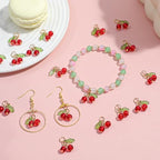 Tyqour 30 Pcs Red Cherry Charms Bulk 3D Mini Glass Fruit Charms for Jewelry Making Fruit Cherry Beads Pendants for Earrings Necklace Bracelet Anklet DIY Craft
