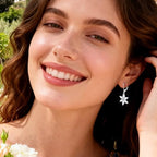 925 Sterling Silver Flower Dangle Earrings for Women, Daisy Flower Dangling Leverback Earrings, Cubic Zirconia Dangly Earring 14k Gold Plated Hypoallergenic CZ Floral Drop Earing for Women Trendy Jewelry Gifts - color: Silver