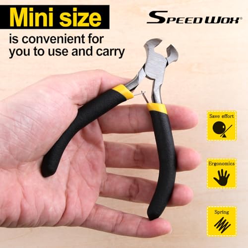 SPEEDWOX End Cutting Pliers Mini End Nippers 4 Inches Mini End Cutters Micro End Cutting Nippers Small Wire Cutter with Spring Fine Precision Professional Beading Tools for Pulling Nails Brads - size: End Nippers