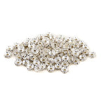 200PCS Rondelle Spacer Beads 6mm Silver Plated Czech White Crystal Rhinestone for Jewelry Making - color: 200Pcs Silver Plated/White, size: 6mm