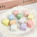 20PCS Large Acrylic Square Beads for Pens, 14MM Cream Grid Polka Dot Cube Beads for Keychain Jewelry Bracelet Making Focal Bead for Pen Making Crafts DIY Projects - color: Cream Square Bead