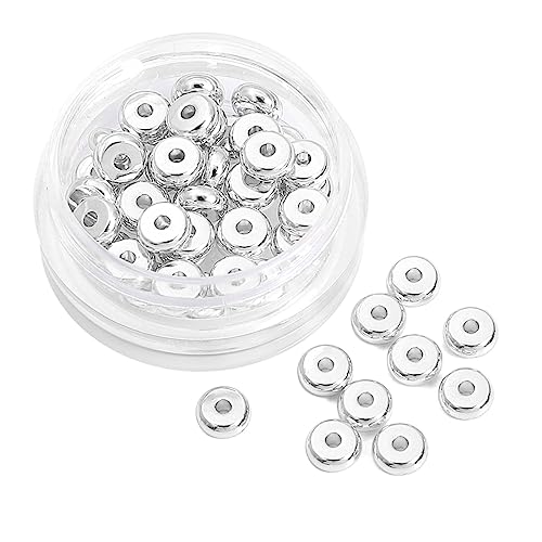 BEADIA Silver Plated Roudelle Spacer Beads 5x2mm 50pcs for Jewelry Making Findings Non Tarnish - color: Silver, size: 5x2mm Roudelle