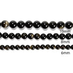 61Pcs Black Golden Obsidian 6mm Beads Natural Stone Round Gemstone Genuine Real Stone for DIY Bracelet Jewelry String Making - color: Black Golden Obsidian, size: 6mm
