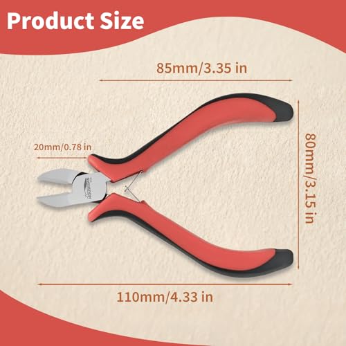 5-Pack 4" Wire Cutters, Spring Loaded Side Cutters for Jewelry Making, Flush Cut Pliers with Angled Design, Small Wire Cutters for DIY, Craft, Electronics, Repairing