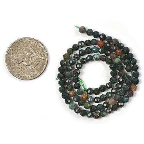Green Bloodstone Heliotroppe 4mm Faceted Round Beads Loose Beads 16 Inch for Jewelry Making Beads - color: Green Bloodstone Heliotroppe