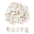 DanLingJewelry 90Pcs Random White Large Acrylic Letter Beads UV Plating Iridescent A-Z Alphabet Beads for Jewelry Making DIY Bracelets Key Chains