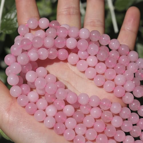 Natural Stone Beads Pink Jade 8mm Polished Round Smooth Gemstone Beads for Jewelry Making Supplies 15 Inch(45Beads) - color: Pink Jade 8mm-45pcs