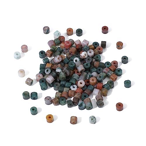 BEADIA Natural Indian Agate Short Cylinder Beads 2x3mm 155pcs Tube Loose Semi Gemstone Beads for Jewelry Making Design - color: Indian Agate