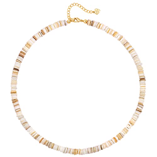 CANEVINKA Bohemian Beaded Choker Necklace 18K Gold Plated Bead Pendant Necklace Vintage Handmade Jewelry for Women - style: Shell Bead