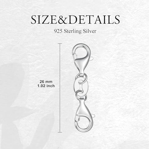 925 Sterling Silver Lobster Clasp for DIY Necklace Bracelet Jewelry Making, Double Spring Clasp with Closed Jump Rings, Necklace Extender Clasp Connector Bracelet Extension (Style 12) - style: Style 12