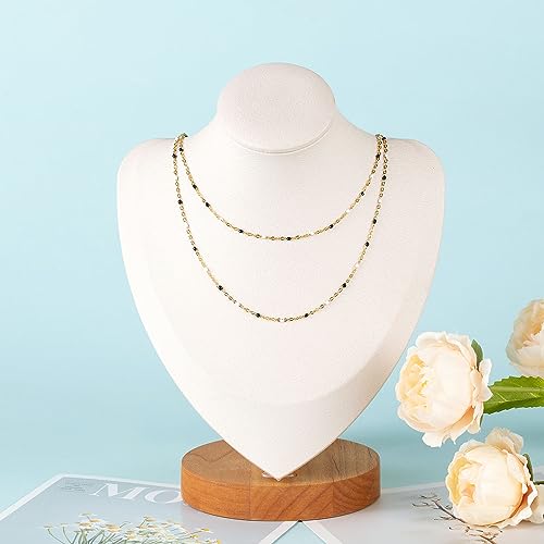 UMAOKANG 10 Meters White Black Enamel Bead Chain for Jewelry Making Gold Plated Stainless Steel Cable Chains for Necklace DIY - color: Gold-Black White Enamel