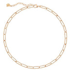 Dremmy Studios Dainty Gold Choker Necklace for Women 14K Gold Plated Coin Disc Figaro Layered Beaded Flat Mariner Sideways Cross Wishbone Link Clavicle Necklaces - style: 5.0mm Paperclip Chain