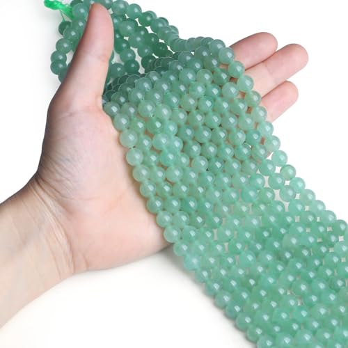 DUQGUHO Green Aventurine Beads 8mm Natural Crystal Green Beads Round Polishing Stone Bead Genuine Gemstone Beads for DIY Jewelry Making 47 Pcs, US-MKL-CB-04GR1 - color: Green#1