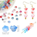 100pcs Glass Bellflower Beads Mixed Color Trumpet Flower Beads Gradient Clear Cute Bead Loose Aesthetic for Jewelry Making DIY Necklace Crafts