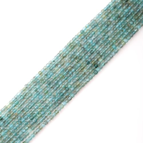 Faceted Natural Blue Crystal 2-3mm Cube Square Loose Beads Gemstone Small Loose Beads Healing Crystal Energy Stone for DIY Jewelry Making 15" - color: Blue Crystal