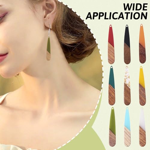 Beadthoven 26pcs/13 Pairs Natural Wood Resin Teardrop Charms DIY Earrings Pendants Mixed Colors Long Water Drop Shape Wooden Pendants for Statement Jewelry Making Findings - color: 0Teardrop