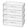 4 Pack Rectangular Clear Plastic Storage Containers Box with Hinged Lid for Beads and Other Small Craft Items (8 x 4.7 x 2.3 inch) - size: 8 x 4.7 x 2.3 inch