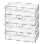 4 Pack Rectangular Clear Plastic Storage Containers Box with Hinged Lid for Beads and Other Small Craft Items (8 x 4.7 x 2.3 inch) - size: 8 x 4.7 x 2.3 inch