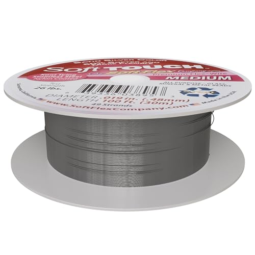 Soft Flex 49 Strand Stringing Wire - Flexible Braided - Medium 0.19 Diameter - Jewelry Making Bead Wire - Satin Silver - style: 100 Feet