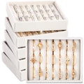 6 Pcs Small Jewelry Tray-ring Organizer Velvet Rings Earring Display Tray Mini Storage Insert Holder 7 Slots for Drawer(Beige) - color: Beige
