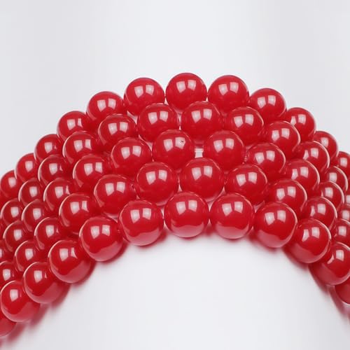 MJDCB Natural Red Jade Round Loose Beads for Jewelry Making DIY Bracelet Necklace (10mm) - color: Red Jade, size: 10mm
