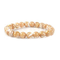 Justinstones 8mm Round Beads Stretch Bracelet 7 Inch Unisex - color: Khaki Mother Of Pearl