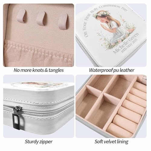 Personalized First Communion Gift for Girls – Custom Jewelry Box with Name & Date, Elegant Keepsake for First Holy Communion - color: Little Girl-1