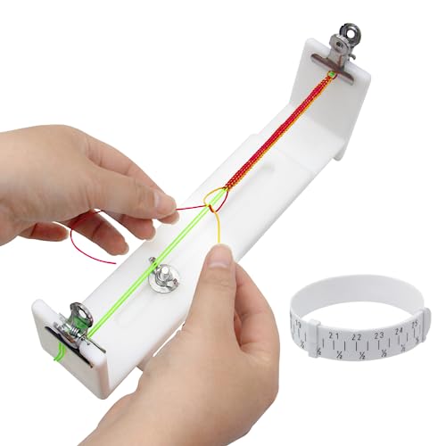 MXFIV Jig Bracelet Maker, Adjustable Braiding Tool, U Shape Paracord Making Kit, Kit DIY Hand Knitting Bracelet Jig with 2 Clips and Wrist Measurement, Wristband Rope Knot Braided Fixing Tools