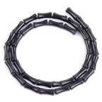GEM-Inside 30Pcs 5x12mm Natural Black Brazil Stone Agate Plant Bamboo Knot Bone Charms Beads for Jewelry Making Power Energy Chakra Stone Beads - color: Black Brazil Agate