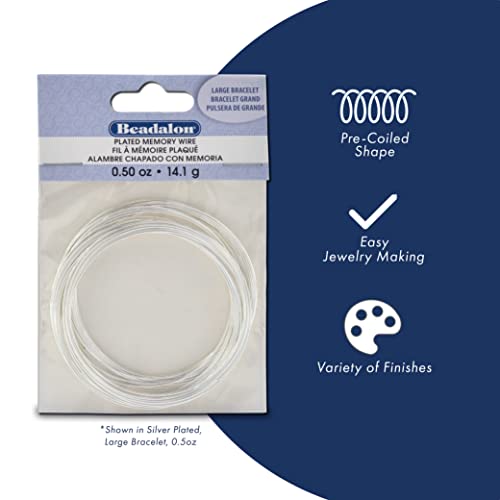 Beadalon Carbon Steel Memory Wire, Round, Medium Bracelet, Silver Plated, 1 oz, Approx. 73 coils - color: Silver Plated, size: Bracelet - Medium, style: Bracelet - 1 oz, approx 73 coils