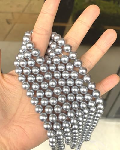 48pcs Adabele AAA Grade 8mm Natural Shell Pearl Loose Round Beads Freshwater Mother of Pearl Nacre 15 inch (Silver) for DIY Craft Jewelry Making SP8-29 - color: Silver, size: 8mm (48pcs/1 Strand)