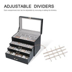 Jewelry Organizer Jewelry Boxes for Women, Jewelry Box with Clear Glass Lid 4-Tier with 3 Drawers, Gift for Women Girl, Black Glass Lid - color: Black Glass Lid