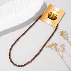 Crystal Choker Necklaces for Women,4mm Handmade Natural Stone Choker Beaded Necklace Healing Crystal Necklace Gemstone Bead Necklaces for Women - color: Tiger Eye