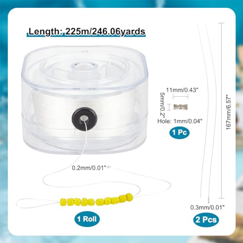 PH PandaHall 246 Yards 0.2mm Bracelet String Beading Thread Seed Bead Thread Sewing String with Leading Wire and Buckle for Leather Stitching Beading Jewelry Bracelets Making White - size: 0.2mm, style: White