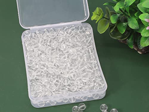 500PCS 8mm Clear White Glass Round Beads Bulk,Imitative Jade Beads Kit, Bracelet Space Loose Beads for Jewelry Making Earring, Necklaces, DIY Crafts & Gifts #352 - size: 8mm Clear White #352