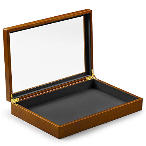 Oirlv Solid Wooden Jewelry Box with Lid Large Vintage jewelry Organizer Case for Women,Display Tray Drawer Trinket Organizer - size: Grey Flat Box