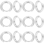 SUNNYCLUE 1 Box 24Pcs Silver Huggie Hoop Earrings Stainless Steel Huggie Hoops Bulk Round Clasp Metal Lever Backs Earrings Alloy Small Findings Ear Hooks for Jewelry Making DIY Craft Women Supplies - style: Style 4
