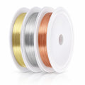 3 Rolls Jewelry Beading Wire, 0.2mm Copper Craft Wire for Jewelry Making, Copper Beading-Wires, Thin Beading Wires for Jewelrys Making, DIY Craft (3 Colors, 82 Feet/Roll)